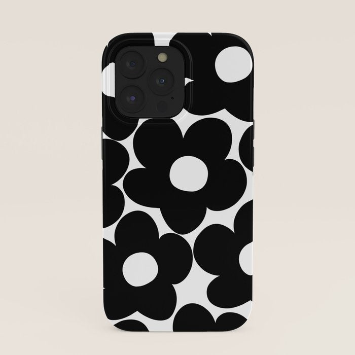Black & White Retro Daisies #1 #decor #art #society6 iPhone Case Gallery Image 39