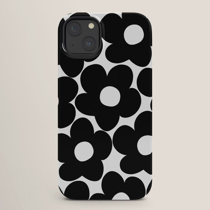 Black & White Retro Daisies #1 #decor #art #society6 iPhone Case Gallery Image 26