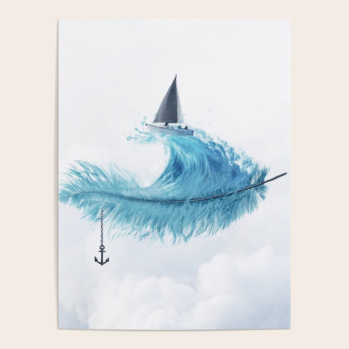 Water Feather â¢ Blue Feather I Poster Gallery Image 3