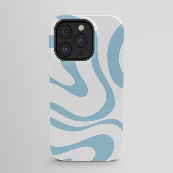 Retro Modern Liquid Swirl Abstract Pattern Square in Light Blue and White iPhone Case Gallery Image 31