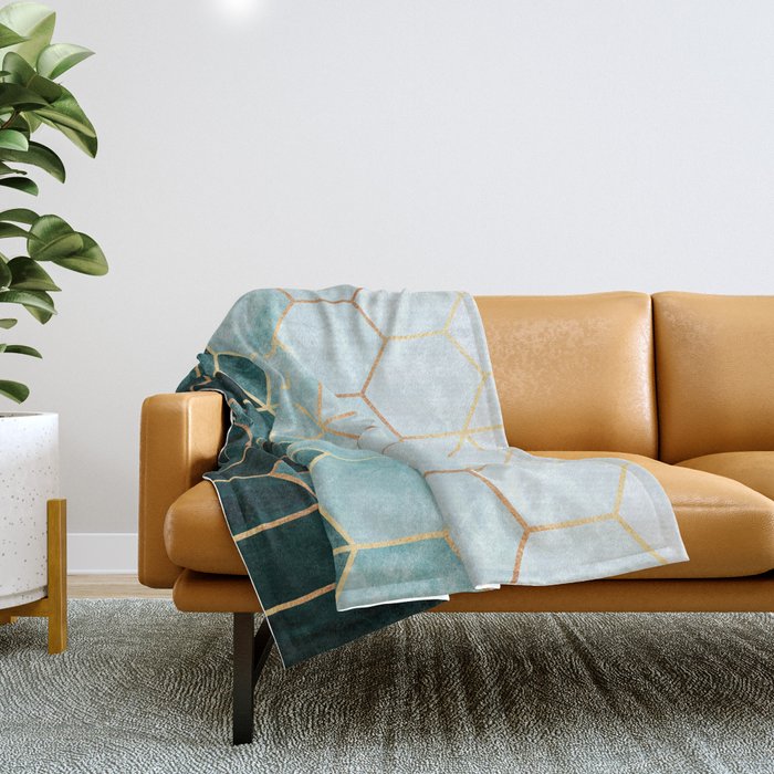 Teal Hexagons Throw Blanket Gallery Image 1