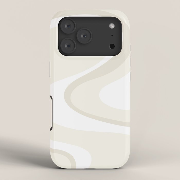 Cream Dream Light Liquid Swirl Abstract in Beige and White iPhone Case Gallery Image 3