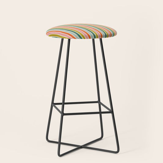 Colorful vintage stripe line art pattern Stool Gallery Image 1