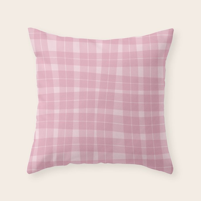 Wavy Plaid Pink Throw Pillow Gallery Image 1