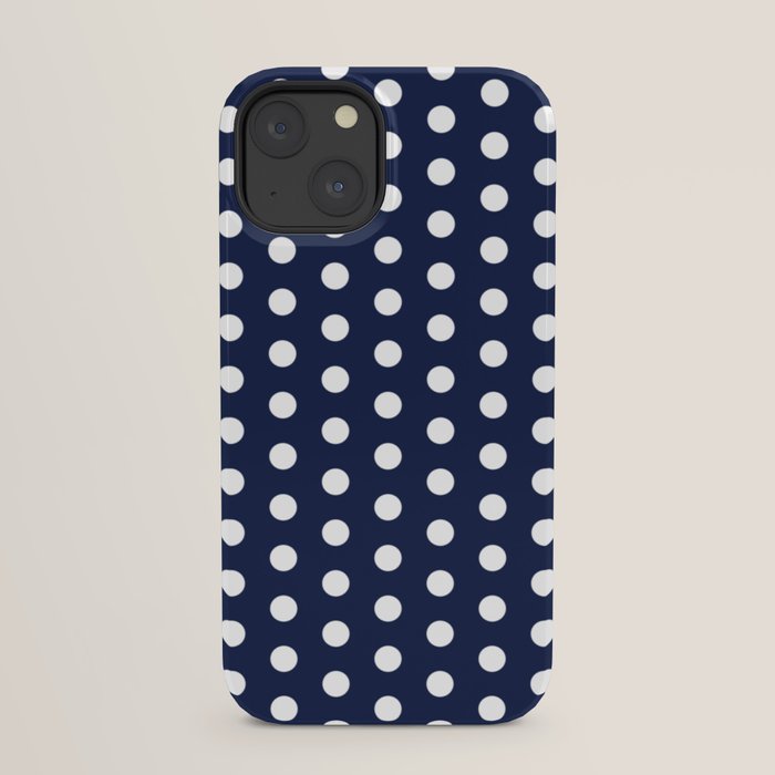 Navy Blue Polka Dots Minimalist Line Drawing iPhone Case Gallery Image 29