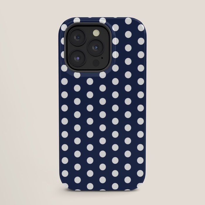 Navy Blue Polka Dots Minimalist Line Drawing iPhone Case Gallery Image 27