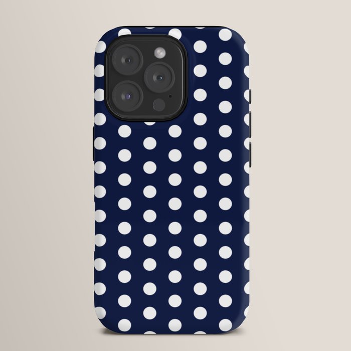 Navy Blue Polka Dots Minimalist Line Drawing iPhone Case Gallery Image 15