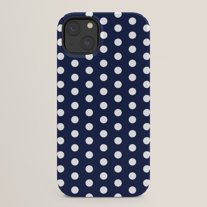 Navy Blue Polka Dots Minimalist Line Drawing iPhone Case Gallery Image 30