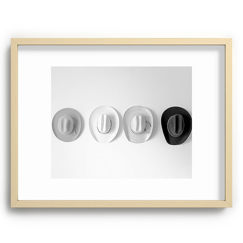 Cowboy Hat Wall - Black and White Framed Art Print Gallery Image 73