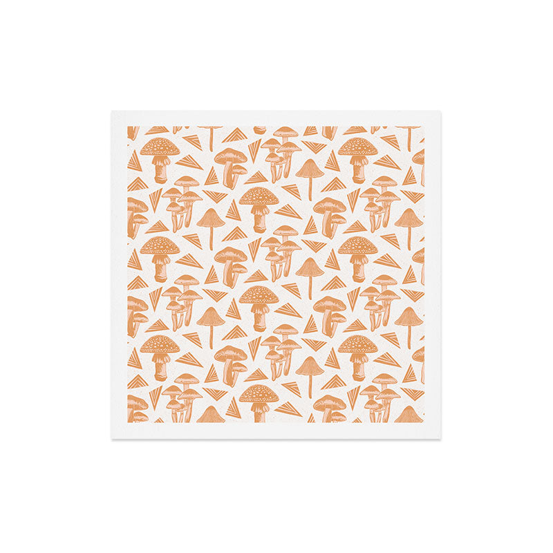 Block-print Mushrooms - ochre and blush pink Art Print Gallery Image 5