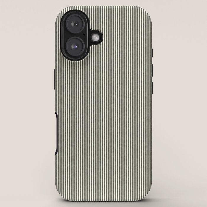linen textured stripes - olive green iPhone Case Gallery Image 5