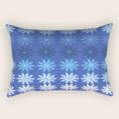 Ombre Abstract Daisies on Cobalt Blue Rectangular Pillow Gallery Image 2