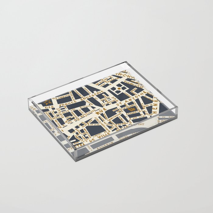 PARIS MAP GREY GOLD Acrylic Tray Gallery Image 2