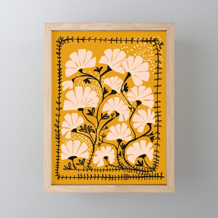 Ever blooming good vibes mustard yellow Mini Art Print Gallery Image 1