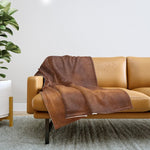 cognac suede leather ( faux ) Throw Blanket Gallery Image 1
