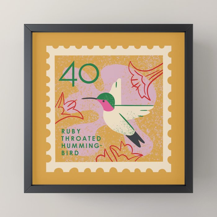 Hummingbird Postage Stamp Mini Art Print Gallery Image 3