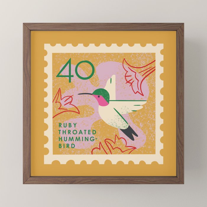 Hummingbird Postage Stamp Mini Art Print Gallery Image 2