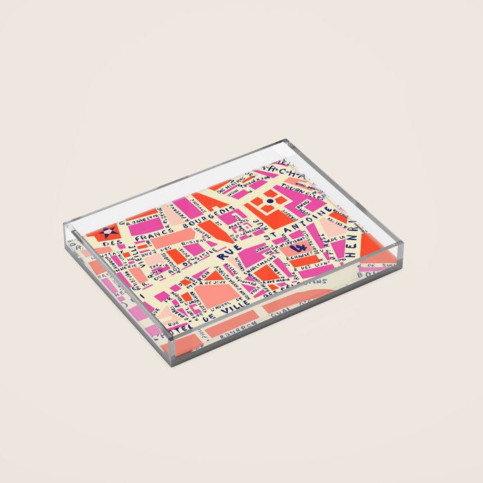 paris map pink Acrylic Tray Gallery Image 2