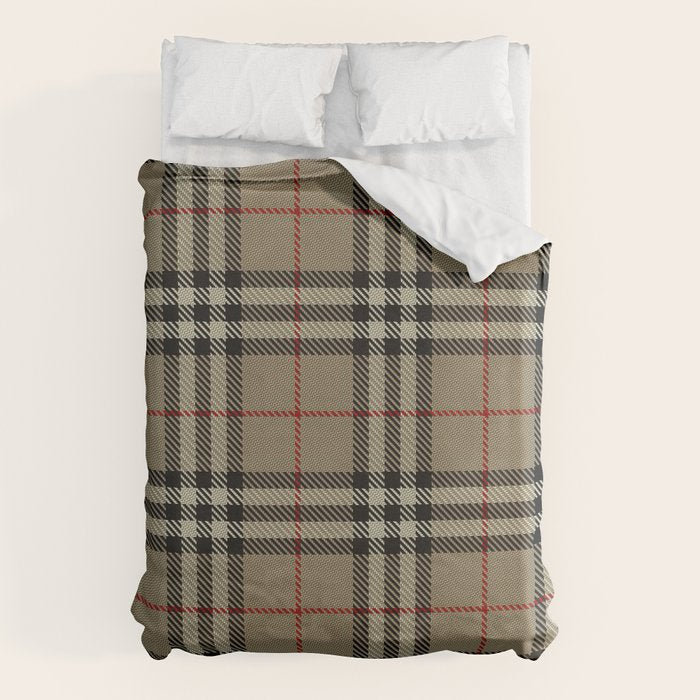 Luxury Beige Tartan Plaid Pattern Duvet Cover Gallery Image 6