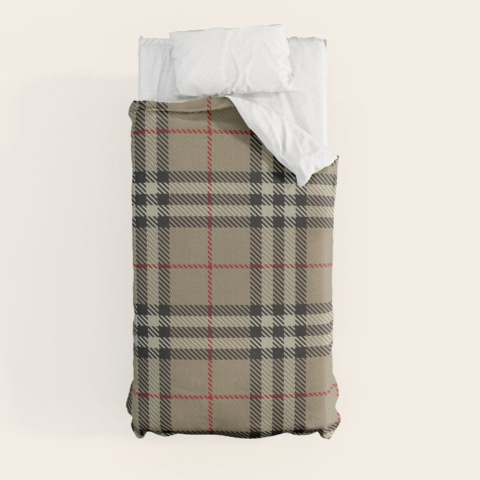 Luxury Beige Tartan Plaid Pattern Duvet Cover Gallery Image 9
