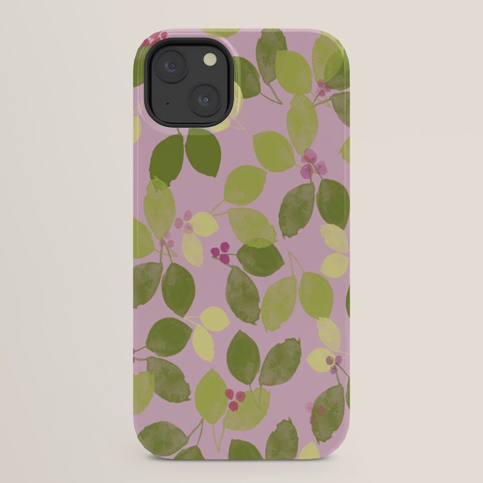Summer Leaves and Berries on Pink iPhone Case Gallery Image 30