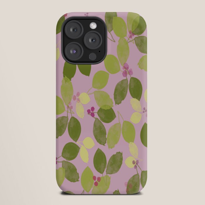 Summer Leaves and Berries on Pink iPhone Case Gallery Image 20