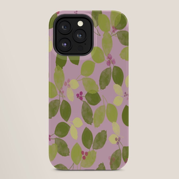 Summer Leaves and Berries on Pink iPhone Case Gallery Image 28
