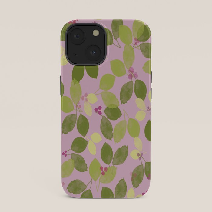 Summer Leaves and Berries on Pink iPhone Case Gallery Image 33