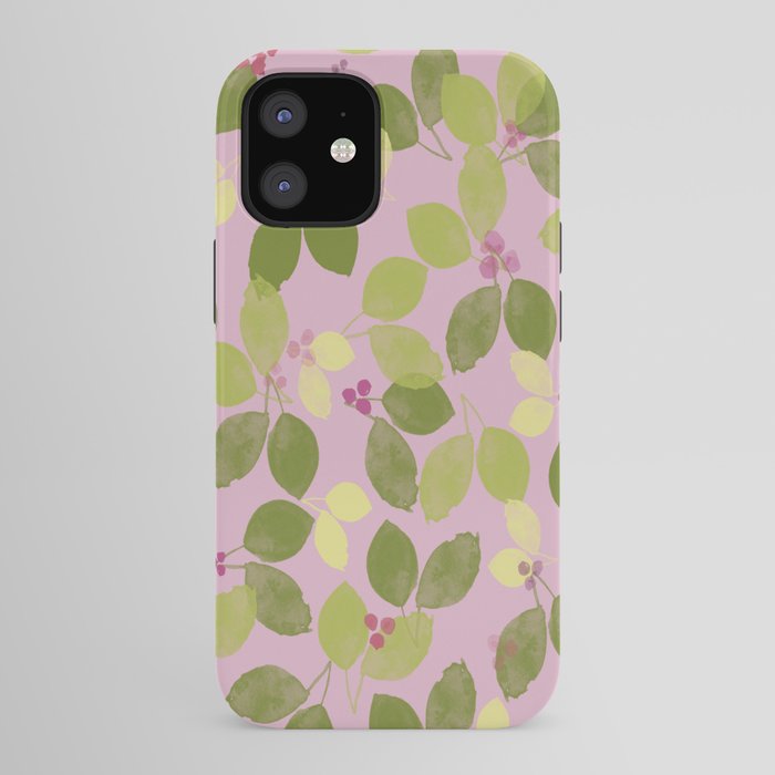 Summer Leaves and Berries on Pink iPhone Case Gallery Image 41