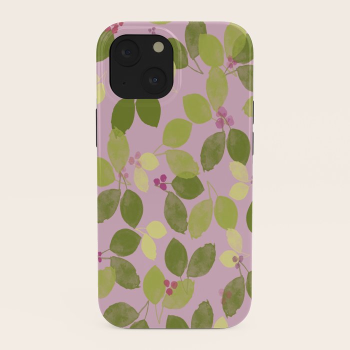 Summer Leaves and Berries on Pink iPhone Case Gallery Image 38