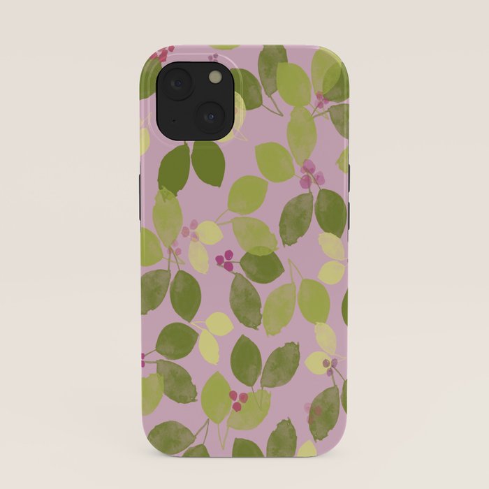 Summer Leaves and Berries on Pink iPhone Case Gallery Image 37
