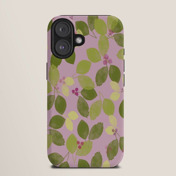Summer Leaves and Berries on Pink iPhone Case Gallery Image 9