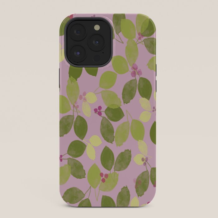 Summer Leaves and Berries on Pink iPhone Case Gallery Image 36