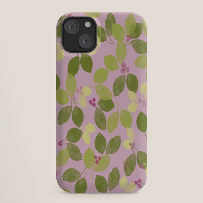 Summer Leaves and Berries on Pink iPhone Case Gallery Image 18
