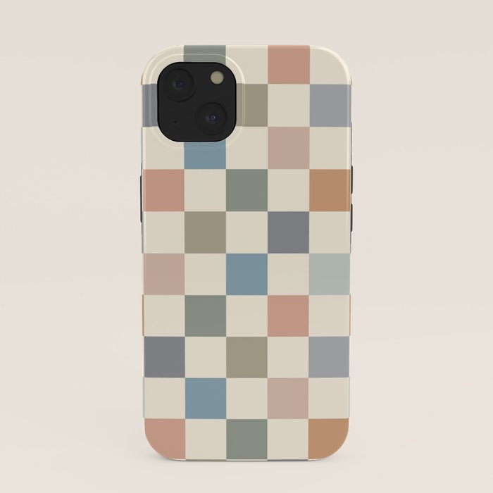 Blue & Beige Neutral Checker iPhone Case Gallery Image 37