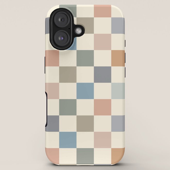 Blue & Beige Neutral Checker iPhone Case Gallery Image 5