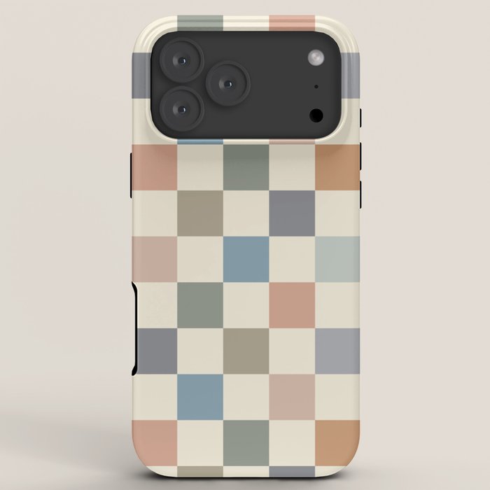 Blue & Beige Neutral Checker iPhone Case Gallery Image 8