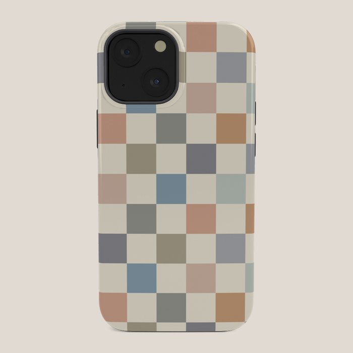 Blue & Beige Neutral Checker iPhone Case Gallery Image 34