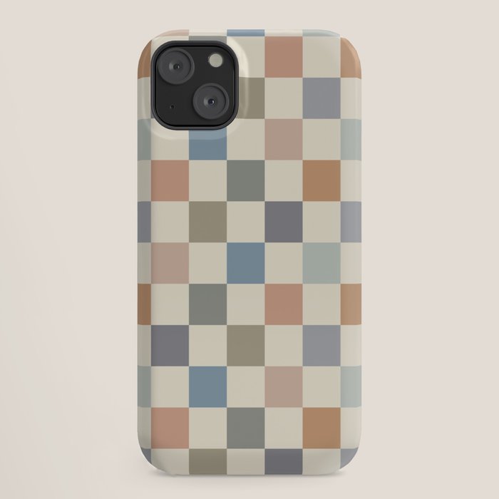 Blue & Beige Neutral Checker iPhone Case Gallery Image 18