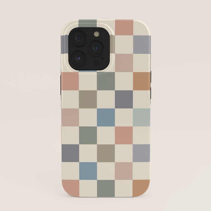 Blue & Beige Neutral Checker iPhone Case Gallery Image 39