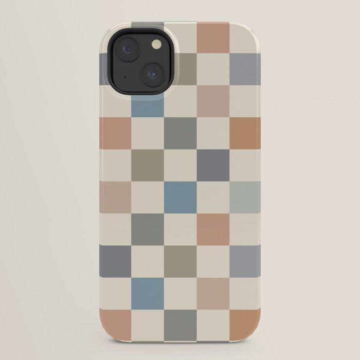 Blue & Beige Neutral Checker iPhone Case Gallery Image 30
