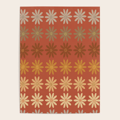 Ombre Abstract Daisies on Mandarin Orange Poster Gallery Image 1