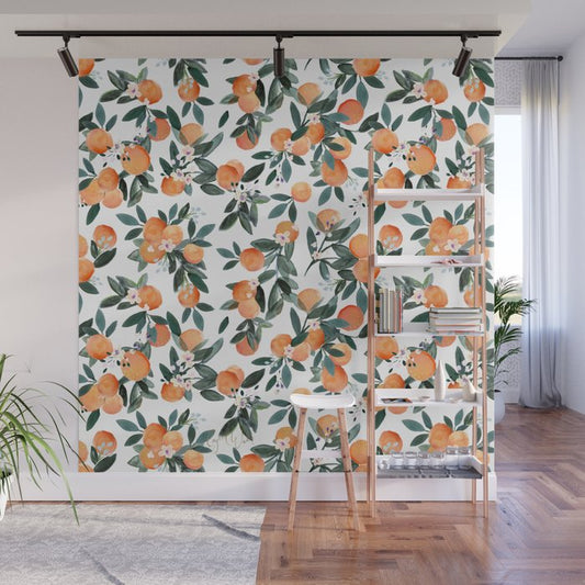 Dear Clementine - oranges on white Wall Mural Gallery Image 1