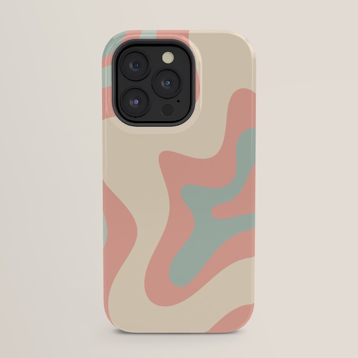Retro Liquid Swirl Abstract Square Pattern in Pastel Blush Mint iPhone Case Gallery Image 31