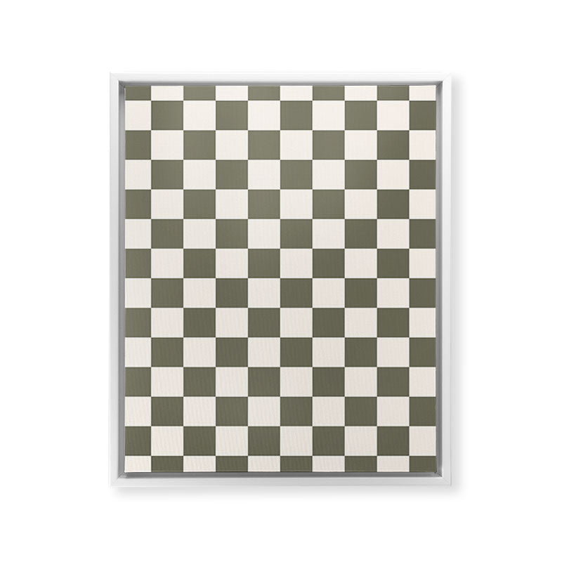 Checkerboard - Olive Green Framed Canvas Print Gallery Image 28