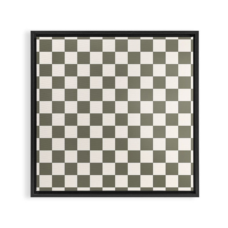 Checkerboard - Olive Green Framed Canvas Print Gallery Image 9