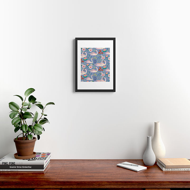 Swan Pattern Framed Art Print Gallery Image 4