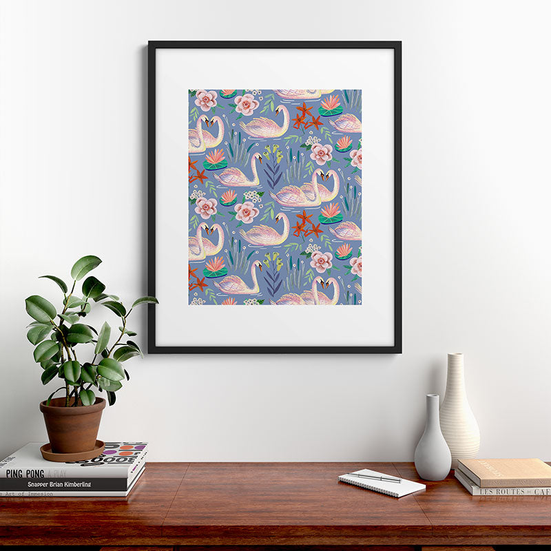 Swan Pattern Framed Art Print Gallery Image 9