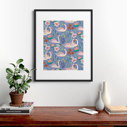 Swan Pattern Framed Art Print Gallery Image 9