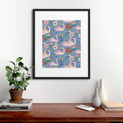 Swan Pattern Framed Art Print Gallery Image 48